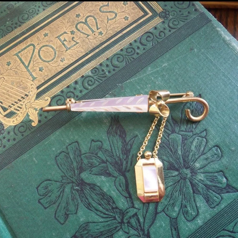 Vintage MOP Umbrella & Dangling Purse